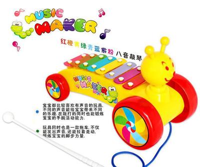 【1051乐器小蜜蜂八音拖车敲琴婴幼儿益智玩具 音乐早教 敲琴】价格_厂家_图片 -